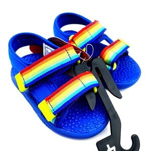 Baby Sandal Shoes Size 4 Boys Girls Blue Children Kids Summer Rainbow Straps